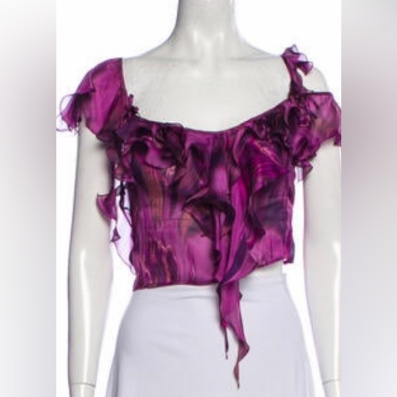 Silk crop blouse single owner, gently worn. - Picture 4 of 4